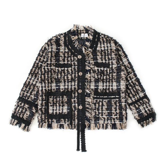 Charlie Luciano Style Woven Plaid Short Jacket - Picture 1 of 8